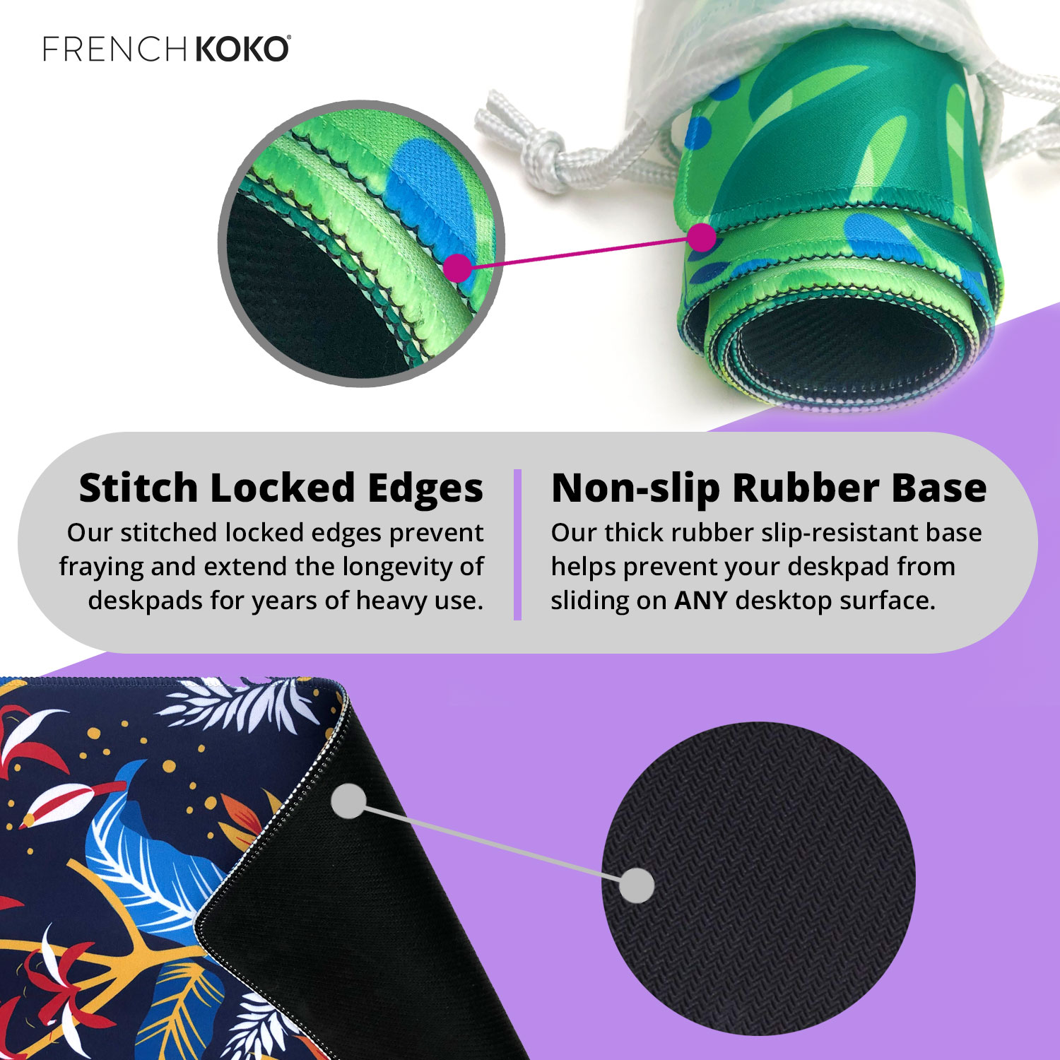 French KOKO Large Desk Pad Mouse Mat, 30" x 15" photo 3