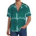 thumbnail image 2 of Picia ECG Wave Men's Linen Shirts Short Sleeve Cuban Beach Shirts Casual Shirts Button Down Shirt for Men Beach Summer Wedding Shirt-4X-Large, 2 of 7