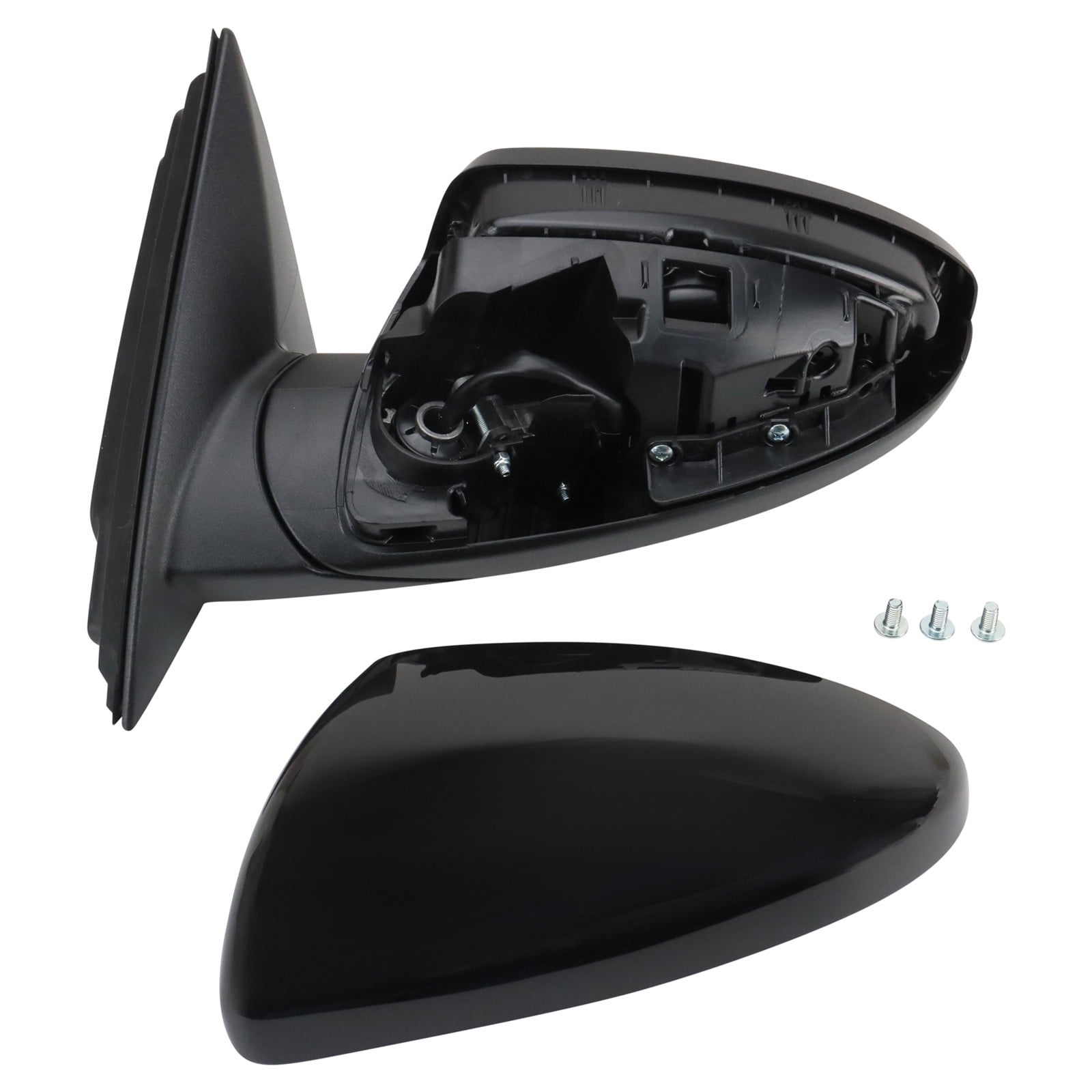 TRQ Driver Side Power Mirror Smooth Black Paint to Match Manual Fold Fits 2019-2023 Kia Forte KI1320226