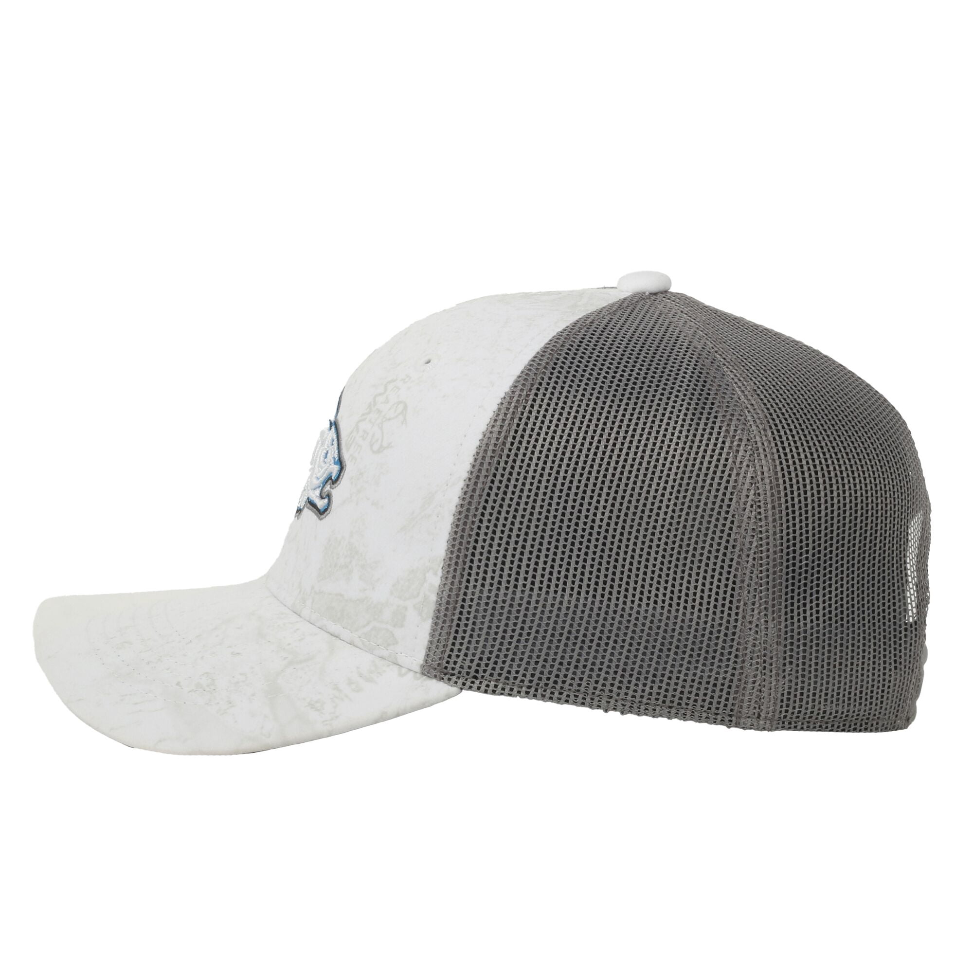 Realtree® Fishing WAV3 White Structured Cap – Mid Profile Mesh Back Snapback, One Size