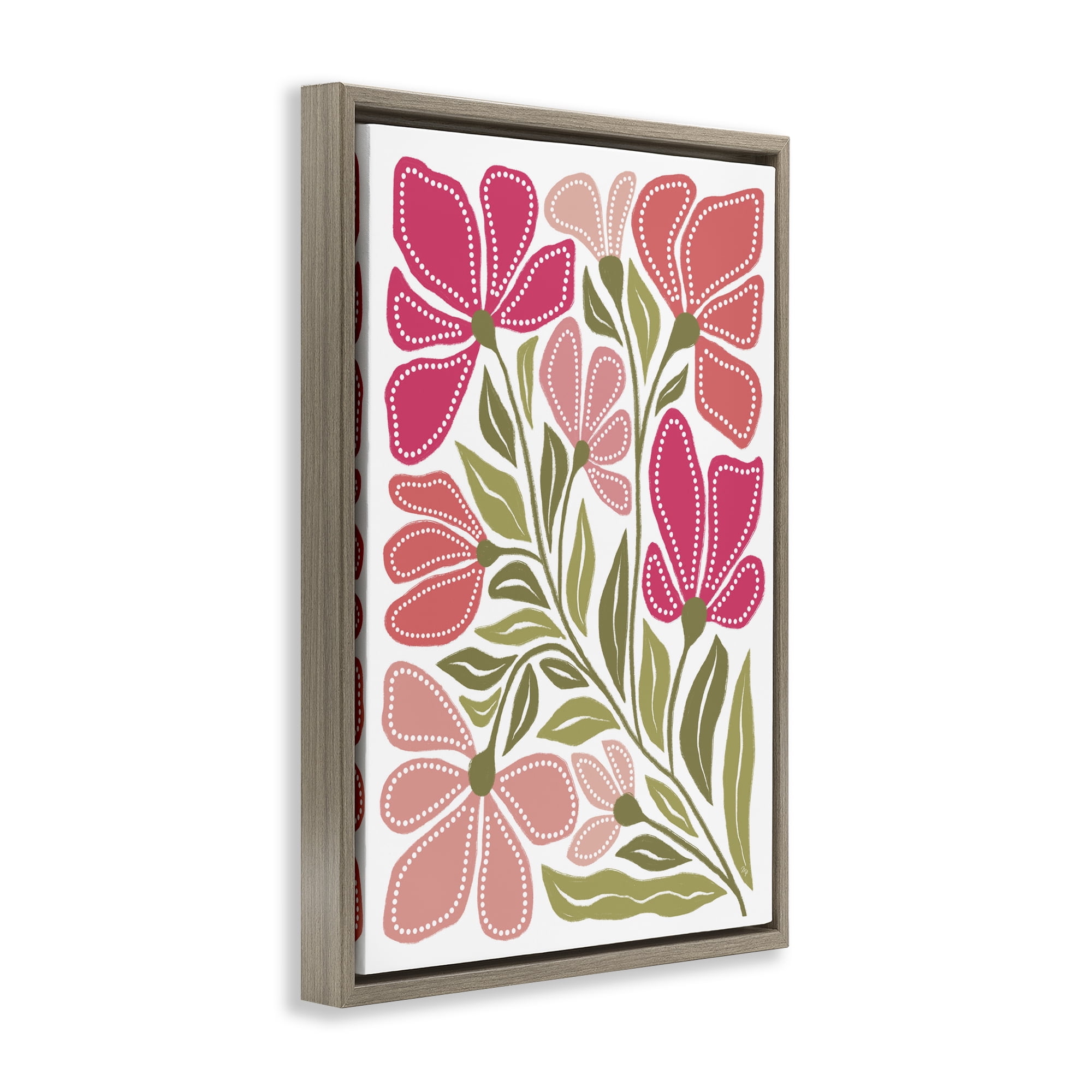 Stupell Industries Bold Midcentury Blooms Brown Framed Floater Canvas Wall Art, design by Martina Pavlova