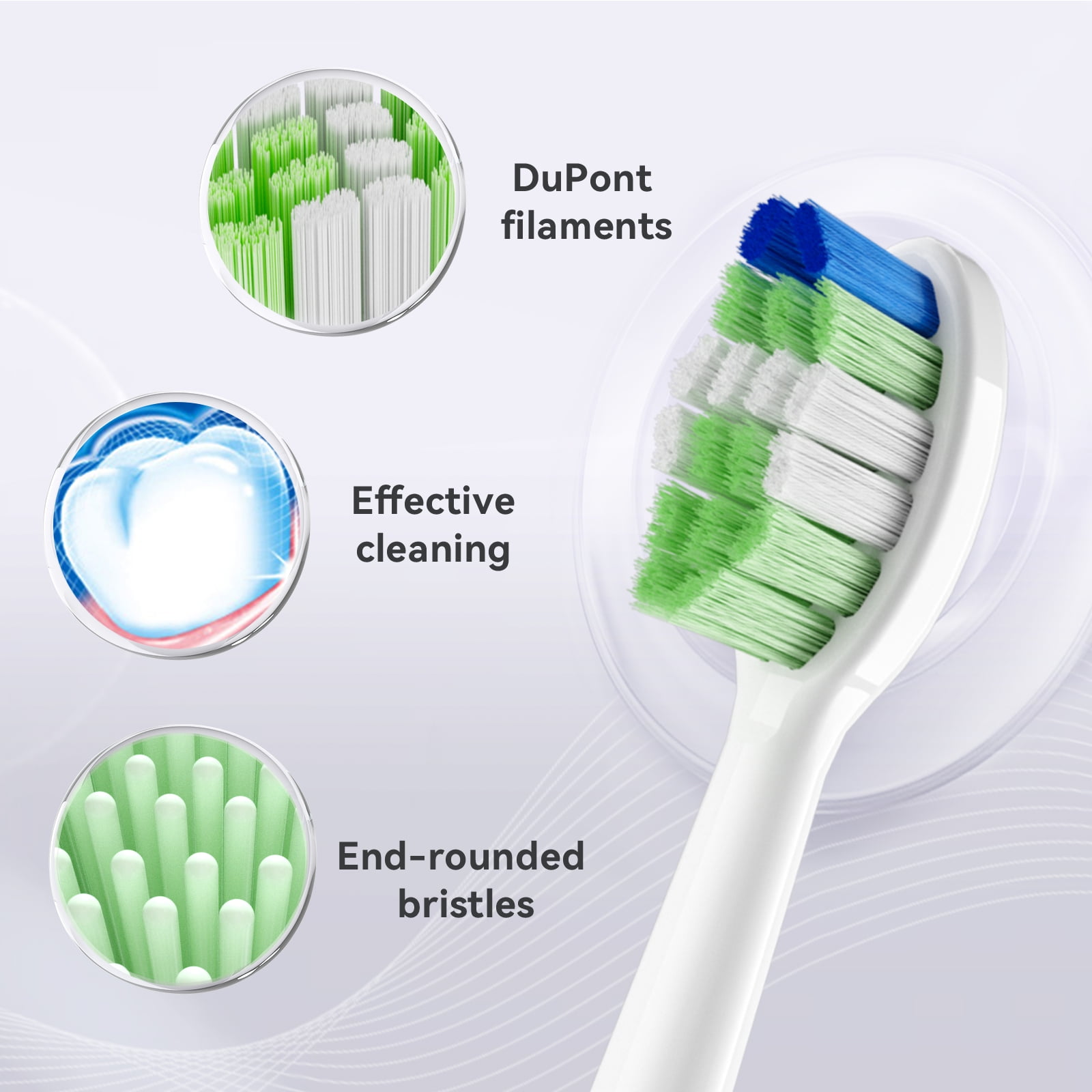 JTF Sonic Smart Toothbrush Genuine Standard Brush Heads, 9 Pack, White, P200