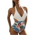 thumbnail image 2 of CEHVOM Maillot de Bain Bikini une Pièce Rembourré pour Femme Grande Taille à Superposition Imprimée, 2 of 8