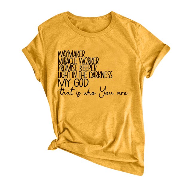Gibobby Blusa Casual de Mujer Camiseta suelta con estampado blusas para mujer, blusa informal con cuello redondo y mangas con letras, blusa para (Amarillo,G)