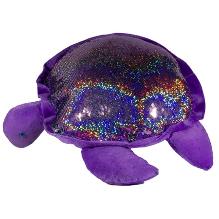16 Inch Color Changing Sequin Turtle Plush Pillow