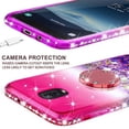 thumbnail image 2 of Cute Glitter Bling Diamond Bumper Ring Stand Phone Case for Tracfone/StraightTalk Samsung Galaxy J3 Orbit (S367VL) Case, Clear Kickstand Case Girls Women - Hot Pink/Purple, 2 of 5