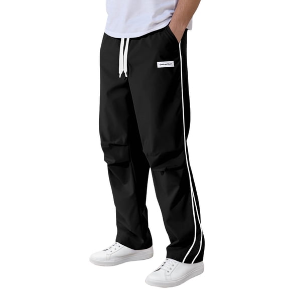 CONROSES Mens Baggy Sweatpants Letter Graphic Pants for Men Casual Wide Leg Elastic Waist Drawstring Soft Loose Sports Joggers With Pockets