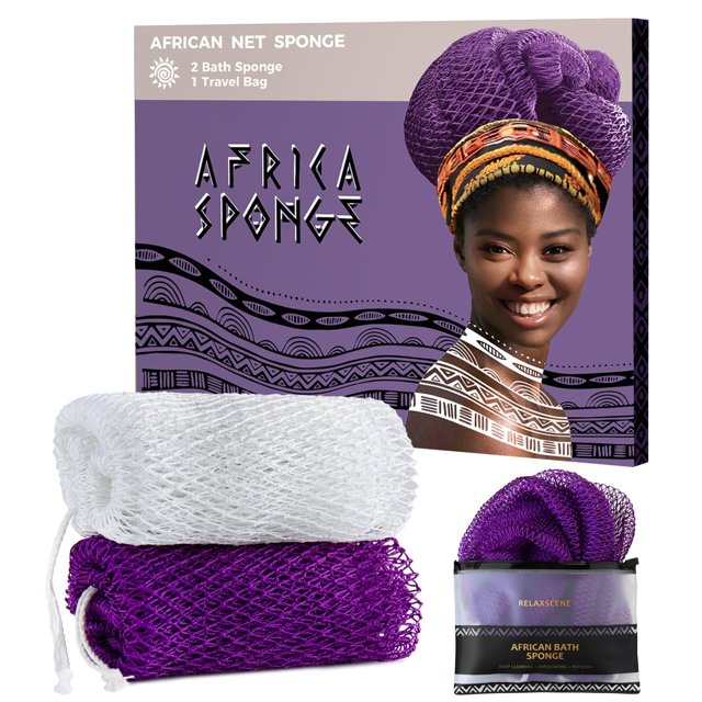 Esponja de baño RelaxScene African Net exfoliante 110 cm, 2 unidades
