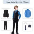 thumbnail image 2 of Boy's 5-Piece Suit, Boys' Formal Suit Set with Vest Pants and Tie, Boys Formal Dresswear Vest Set, Toddler Boy Vest Set, 2 of 4