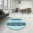thumbnail image 4 of Ahgly Company Machine Washable Indoor Square Transitional Glacial Blue Ice Blue Area Rugs, 6' Square, 4 of 7