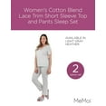 thumbnail image 2 of MeMoi Women's Cotton Blend Lace Trim Short Sleeve Top and Pants Sleep Set - Womens - Female, Large, Light Gray Heather, 2 of 7