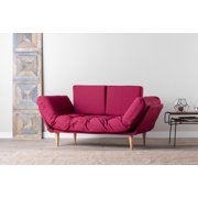Nida Soft Cushion Seat Futon Loveseat, Easy to Assemble Sleeper Loveseat, Fuchsia