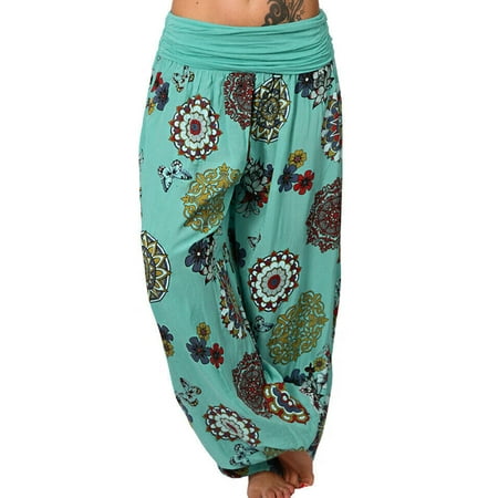 

Frontwalk Women Plus Size Harem Pants Bohemian Lounge Pants Hippie Floral Print Wide Leg Joggers Pajamas Pants