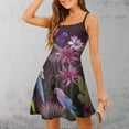 thumbnail image 3 of Purple Floral Bird Print Slip Dress Dresses For Woman Fairy Dress, 3 of 6