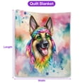 thumbnail image 5 of Hippie German Shepherd Portrait Watercolor Tie-Dye Vintage Styles Quilt Blanket Alsatian Dog Lover Gifts Cozy Comforter Throw Blanket - 00014, 5 of 5