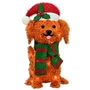 Indoor/Outdoor Light-Up Plush Dog Christmas Decoration with 35 LED Lights, Warm White, 19", by Holiday Time