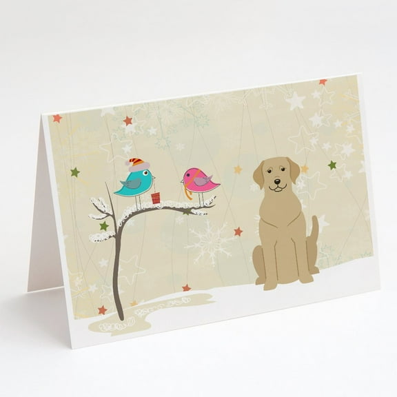 Christmas Presents between Friends Labrador Retriever - Yellow Greeting Cards and Envelopes Pack of 8