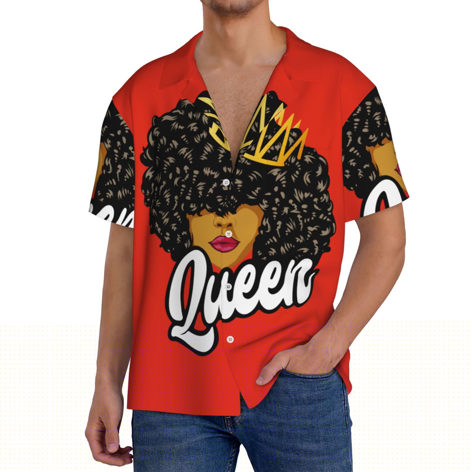 thumbnail image 3 of KLL Black Woman Print Men's Shirt Short Sleeve Button Down Summer Cuba Beach Shirts- Medium, 3 of 7