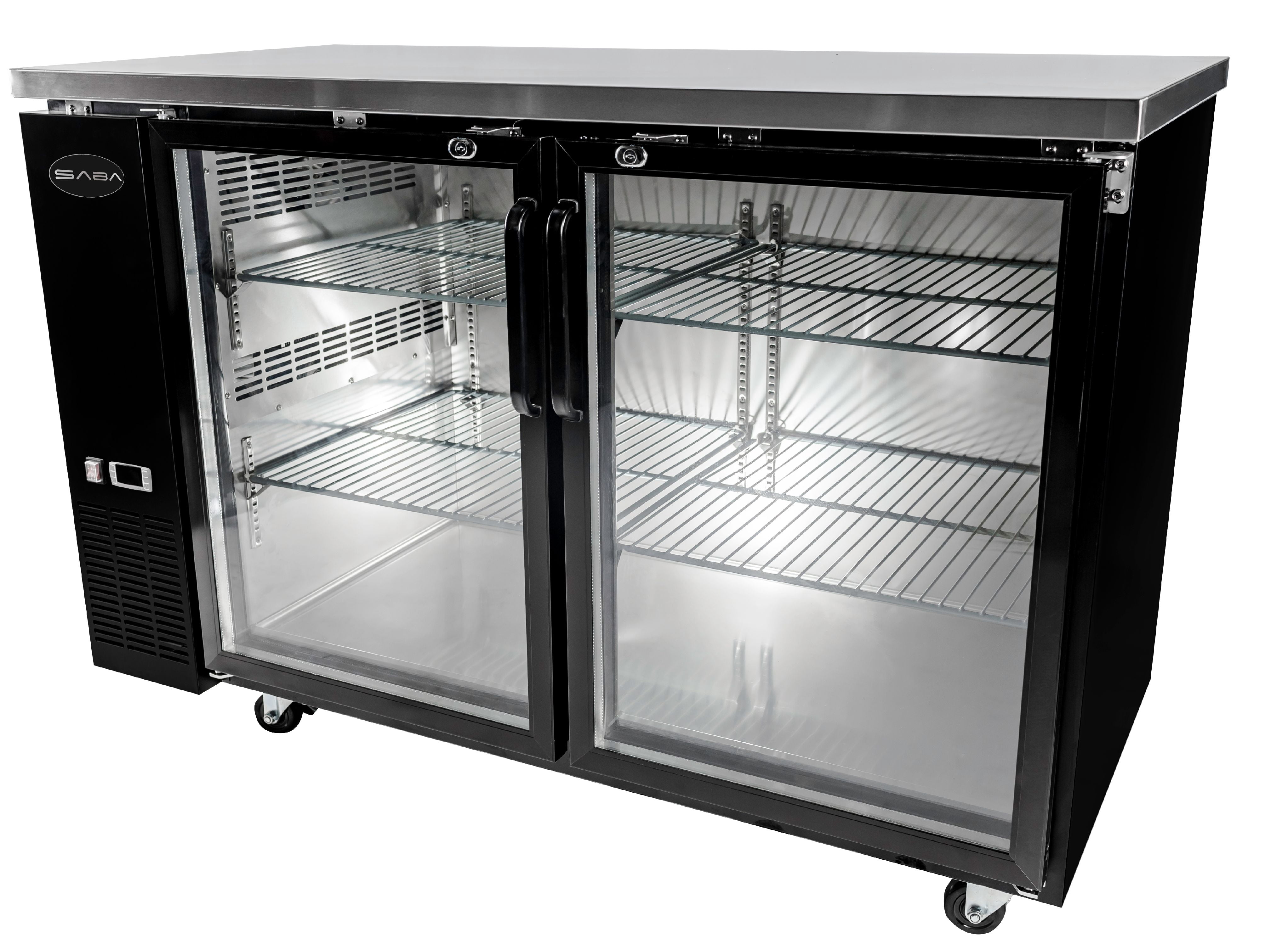 Heavy Duty Commercial Black Back Bar Cooler with 2 Glass Doors (24" depth 60" length)