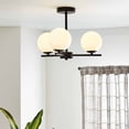 thumbnail image 3 of Better Homes & Gardens 17" Architectural Ceiling Light, Black Metal Frame Frosted Glass Globes, 3 of 9