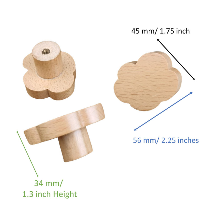 Pack Of 10 Pieces Clear polished Wooden Furniture Knobs for Drawers, Cabinets, Kitchens, and Cupboards