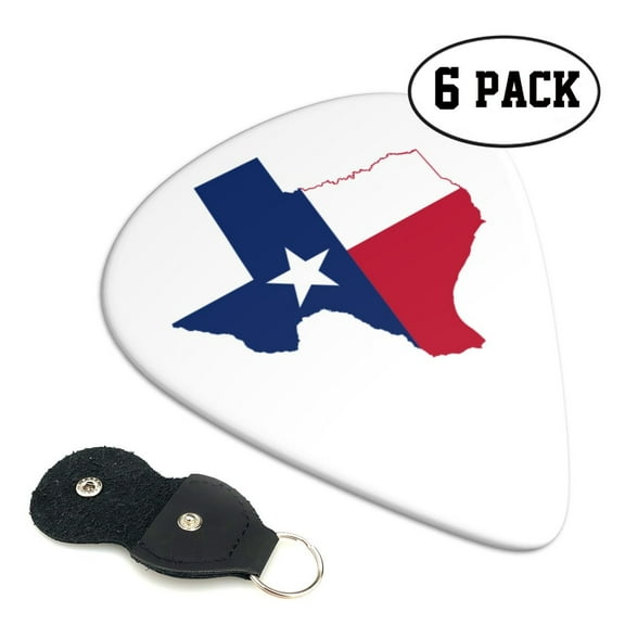 6 Pieces Texas Flag Map Guitar Picks for Guitar Bass Music Instruments with 1 Pick Leather Pick Holder