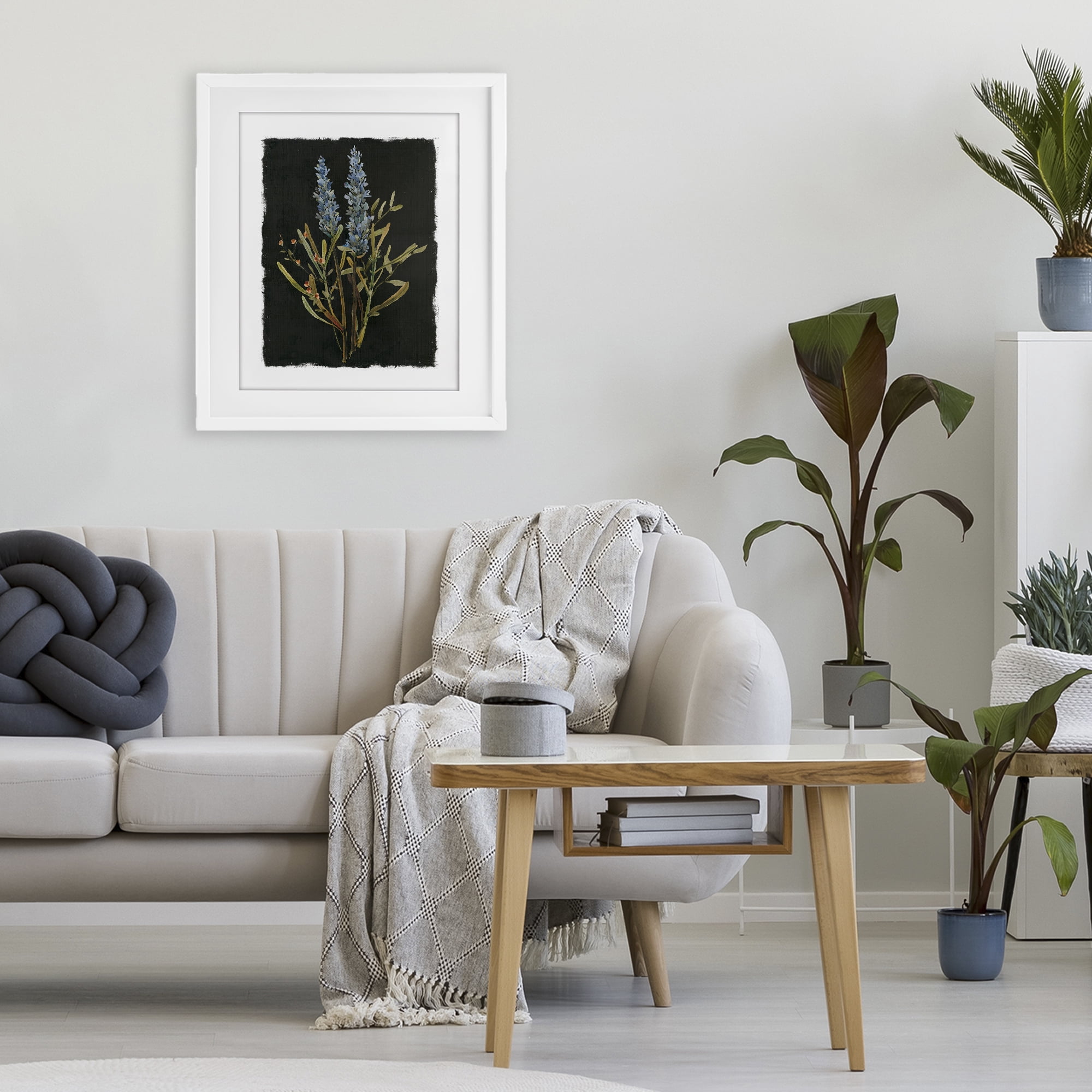 Stupell Industries Lavender Sprigs on Dark Background White Framed Print Under Glass, design by Carol Robinson