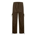 thumbnail image 6 of Hpapadks Pants for Women Summer Vintage Street Style Solid Multi Pockets Loose Fit Cargo Parachute Pant Slacks for Women Brown M, 6 of 7