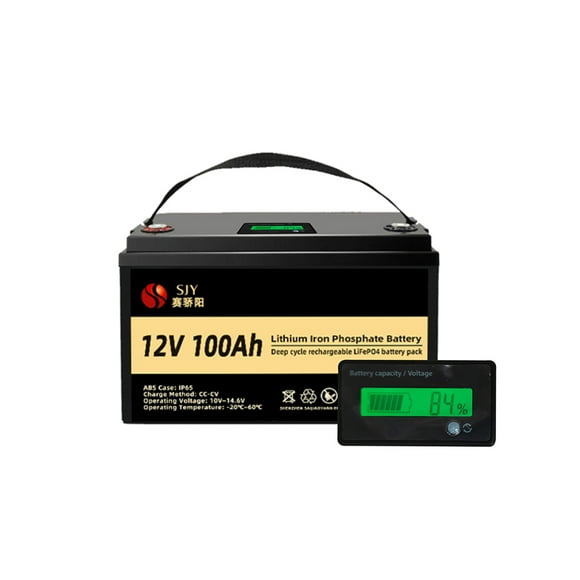 Grade A LiFePO4 Battery 12V 100Ah Battery Build in BMS with LCD for RV Car Boat