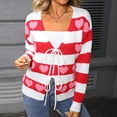 thumbnail image 2 of zbxnLI Women's Valentines Day Cardigan Sweaters Heart Tie Knot Open Front Long Sleeve Knit Cropped Cardigans, 2 of 9