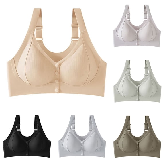 YHAJDS Women's Seamless Comfortable Daily Bra， Women's Plus Size Solid Color Bra Front Closure Thin Wireless Racerback Tank Style Everyday Underwear