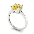 thumbnail image 2 of 2.5 ct Cushion Cut Yellow Moissanite Solitaire 14K White Gold Womens Engagement Ring, 2 of 6