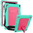 thumbnail image 2 of SOATUTO for YQSAVIOR Tab CP10 10.1" / Coopers Tab CP10 10.1 inch Heavy Duty Case Built in Shoulder Strap Kickstand Soft Silicone Hard Back Hybrid Armor Protective for Hottablet Hot CP10 - Green+Pink, 2 of 10