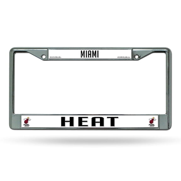Miami Basketball Heat - 12" x 6" Standard Size - Chrome Metal License Plate Frame