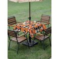 thumbnail image 3 of Outdoor Tablecloth with Umbrella Hole and Zipper, Thanksgiving Square Table Cloth 54x54 Inch Waterproof Tablecloth, Fall Orange Pumpkin Black White Plaid Picnic Table Cover for Patio Camping, 3 of 7