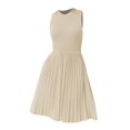 thumbnail image 5 of XVJRHAK Women's Summer Sleeveless Mini Dress 2024 Crewneck Knit A Line Pleated Swing Casual Basic Short Dress (Beige,M), 5 of 9