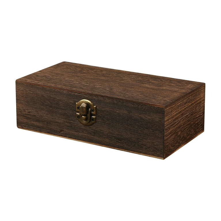 Wooden Small Square Jewellery Box Lockable Box Wooden Trinket 7.8x3.9x2.3 in with Lid Small Lock Hinged Keepsake Treasure Jewellery Box By