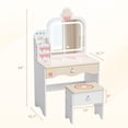 thumbnail image 2 of Zimtown Kids Vanity Set with Lighted Mirror & Drawers, Pretend Play Makeup Table, Ice Cream Design Elements, White, 2 of 9