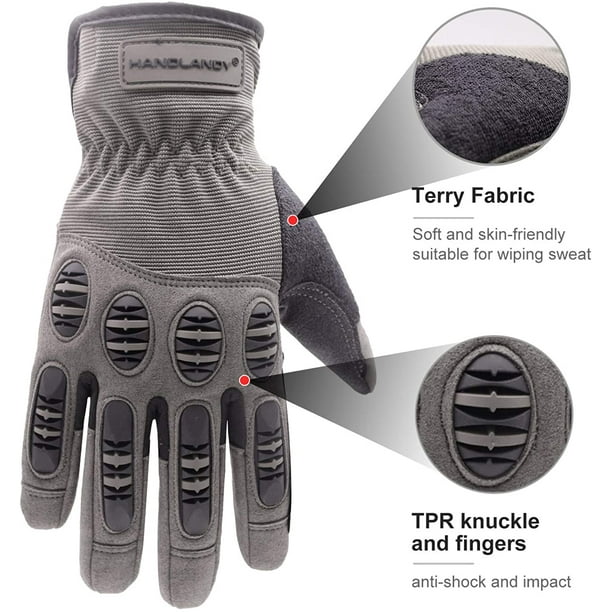 Heavy Duty Work Gloves, Utility Leather Work Gloves, Men & Women TPR Impact  Gloves 