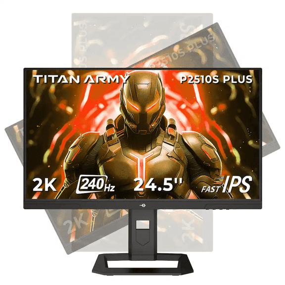 TITAN ARMY P2510S PLUS 24.5inch Flat 240Hz Gaming Monitor,1440P 2K QHD,123% sRGB,HDR500,Fast IPS,Game+ Technology,Adaptive Sync,Black