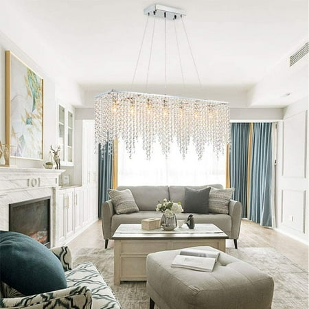 

Miumaeov K9 Crystal Chandelier Waterfall Crystal Chandeliers Modern Ceiling Lights Fixtures Rectangular Crystal Pendant