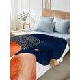 thumbnail image 4 of Navy Blue Burnt Orange Twim XL Size Flat Sheet, Wrinkleproof & Fadeproof Cooling Flat Bed Sheet Only, Middle Century Modern Geometric Breathable Soft Bedding Top Sheets 66 x 102 Inches, 4 of 8