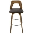 thumbnail image 4 of Trilogy Mid-Century Modern Barstool in Walnut and Brown Faux Leather by LumiSource - Set of 2, 4 of 8