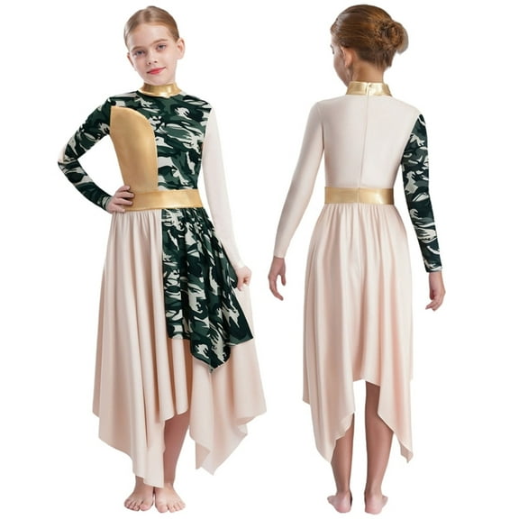 Dance Costumes Metallic Dress For Worship Liturgical Praise Lyrical Dance Ceremony Choir Stage Performance