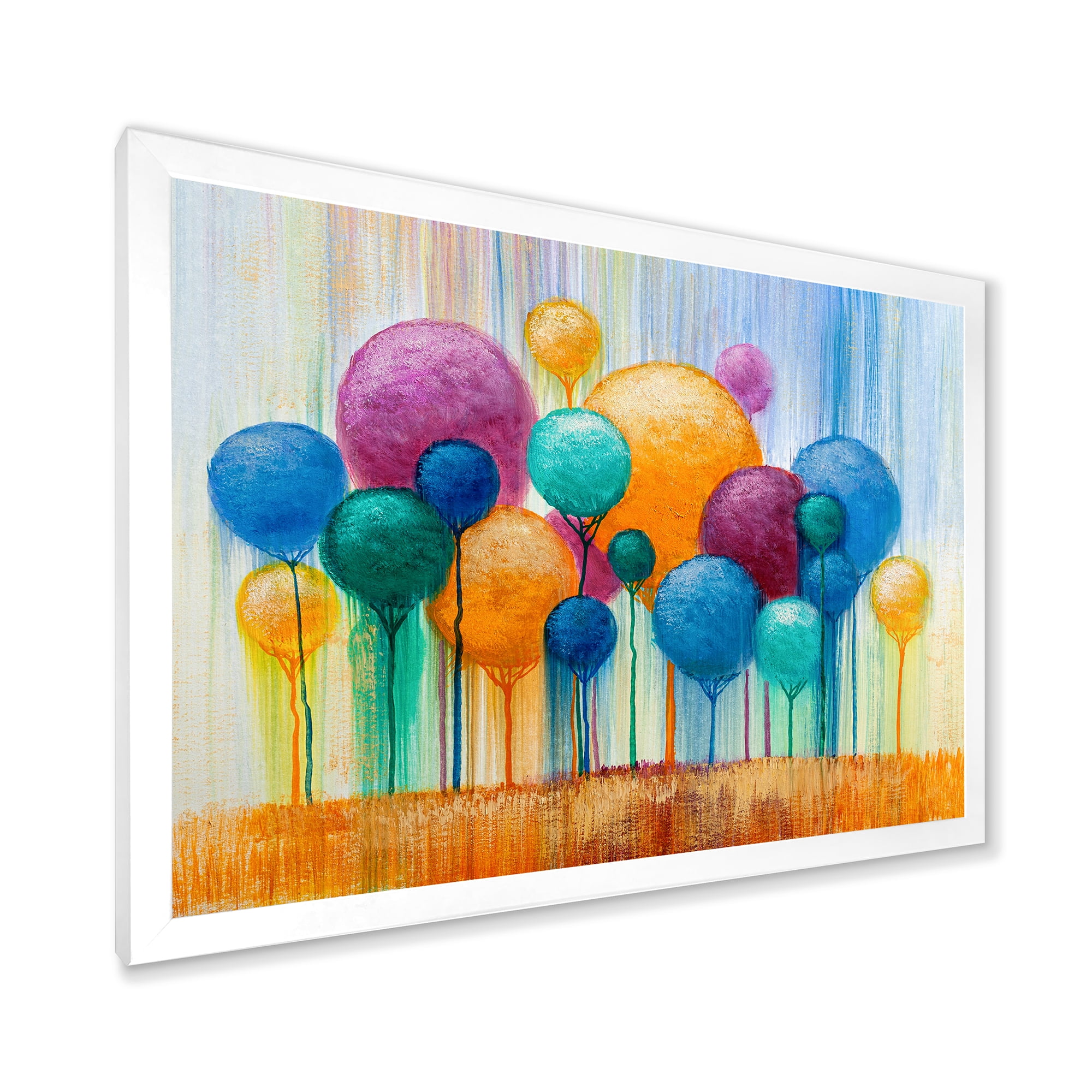 Designart 'Ornamental Colourful Trees IV' Modern Framed Art Print