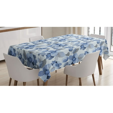 

Shabby Chic Tablecloth Watercolor Paintbrush Camellia Petals Perennial Romance Sprout Feminine Artsy Print Rectangular Table Cover for Dining Room Kitchen 60 X 84 Inches Blue by Ambesonne