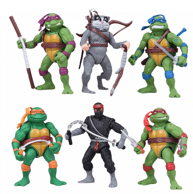 YARAKETA 6-Pack Ninja Turtle Figures - 4.8" Collectible Action Set, Detailed Mini Figures for Kids & Fans, Cake Toppers, Birthday Gift