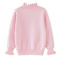 thumbnail image 3 of Gpaecead Girls Knit Tops Long Sleeve Ruffled Round Neck Pullover Tops Sweater Pink, 3 of 4