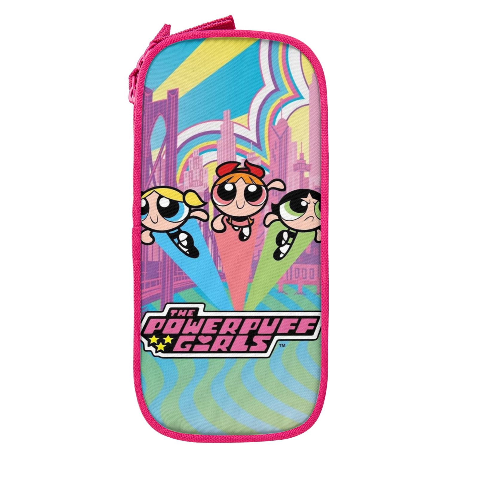 The Powerpuff Gi-rls Pencil Case Large Capacity Pencil Pouch Penbag Office Stationery Organizer Travel Makeup Bag Pink