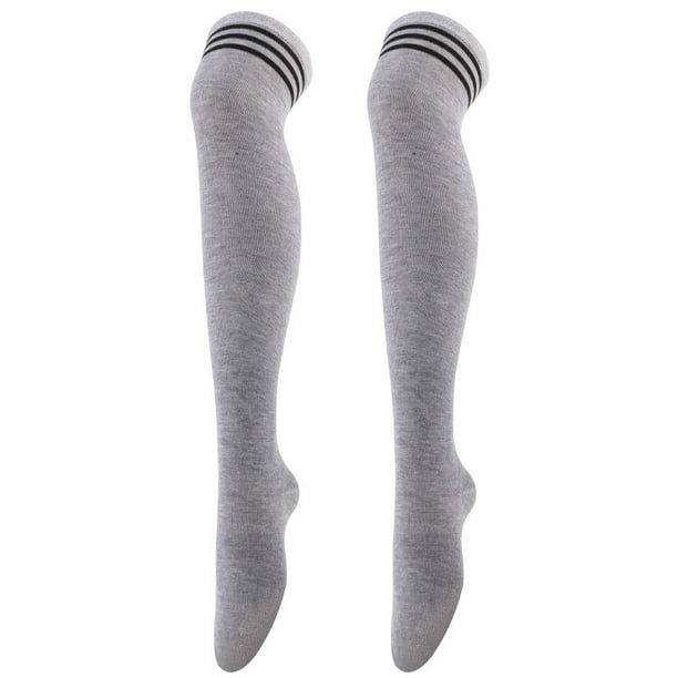 Xiao Hua 2 pares de calcetines por encima de la rodilla, hasta la rodilla, para mujer, para cosplay y uso diario, color gris.